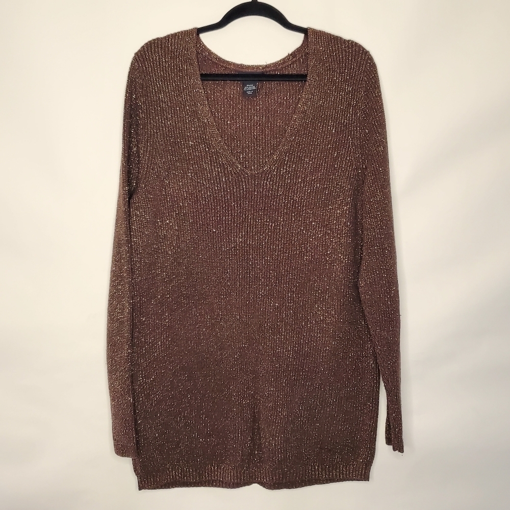 Lane Bryant Sparkle Ribbed Long Sleeve Sweater Size 22/24 V-Neck Knit Tunic